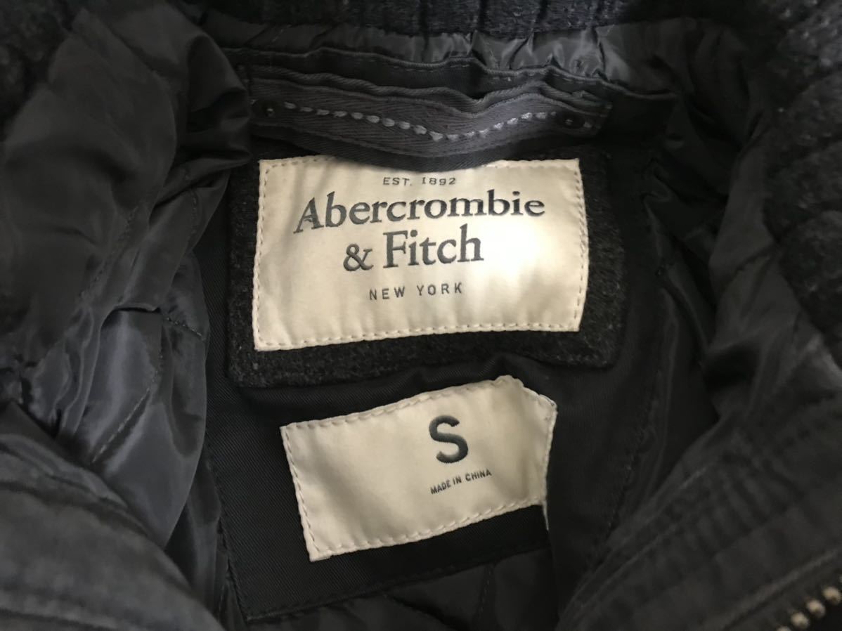 本物アバクロアンドフィッチAbercrombie&fitchウールダメージ加工ミリタリージャケットグレーメンズS