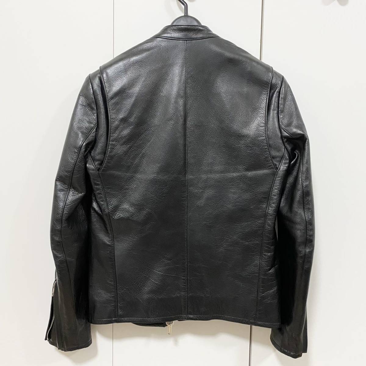 【美品】LITHIUM HOMMEリチウムオム 40 LEATHER SINGLE RIDERS JACKET レザーシングルライダースジャケット 黒  ブラック 21AW 定価17万円