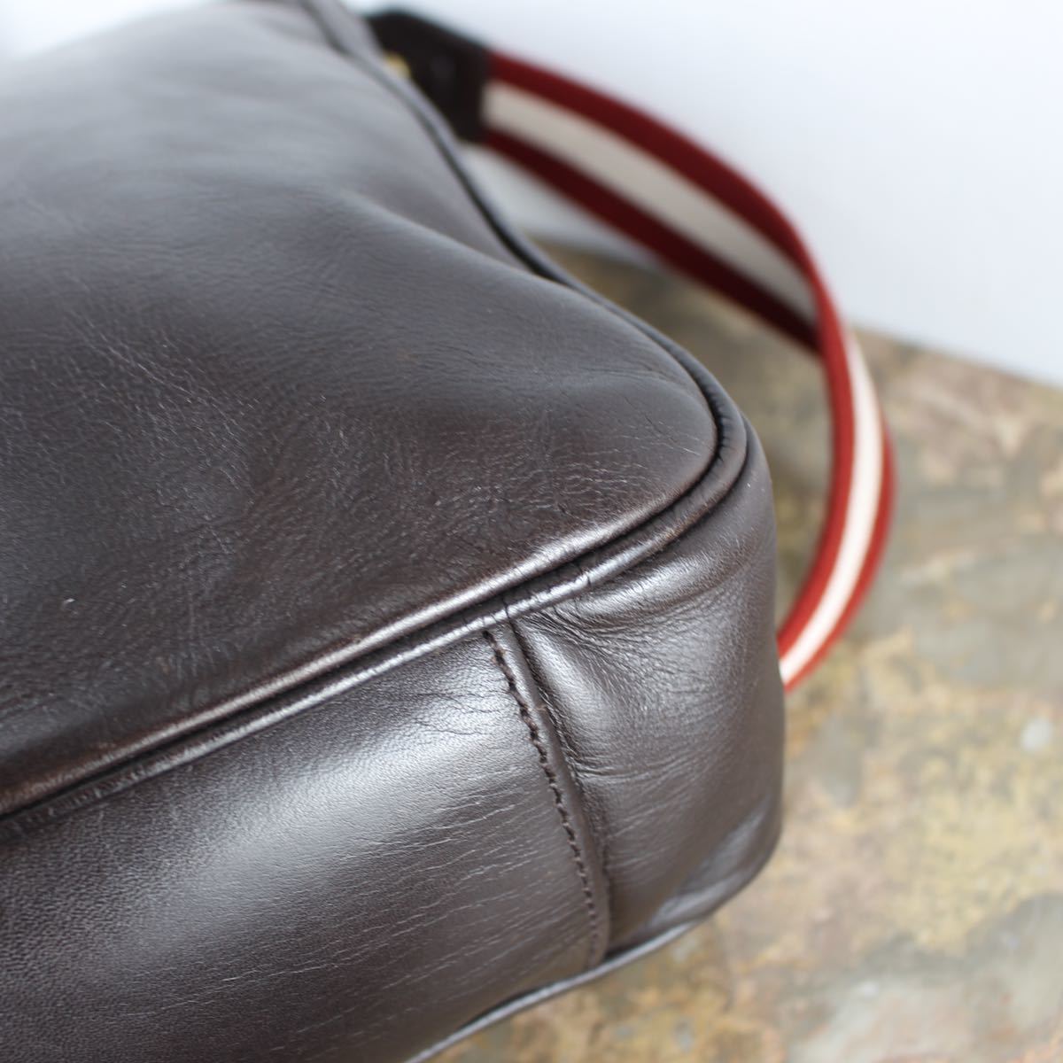 BALLY LEATHER 2WAY LINE SHOULDER BAG/バリーレザー2WAYライン