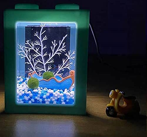 [D.R.CUBE] メダカ 水槽 熱帯魚 アクアリウム 小型 ブロックタイプ LED 飼育セット 魚 小型アクアリウム 照明付き (水色,_画像3