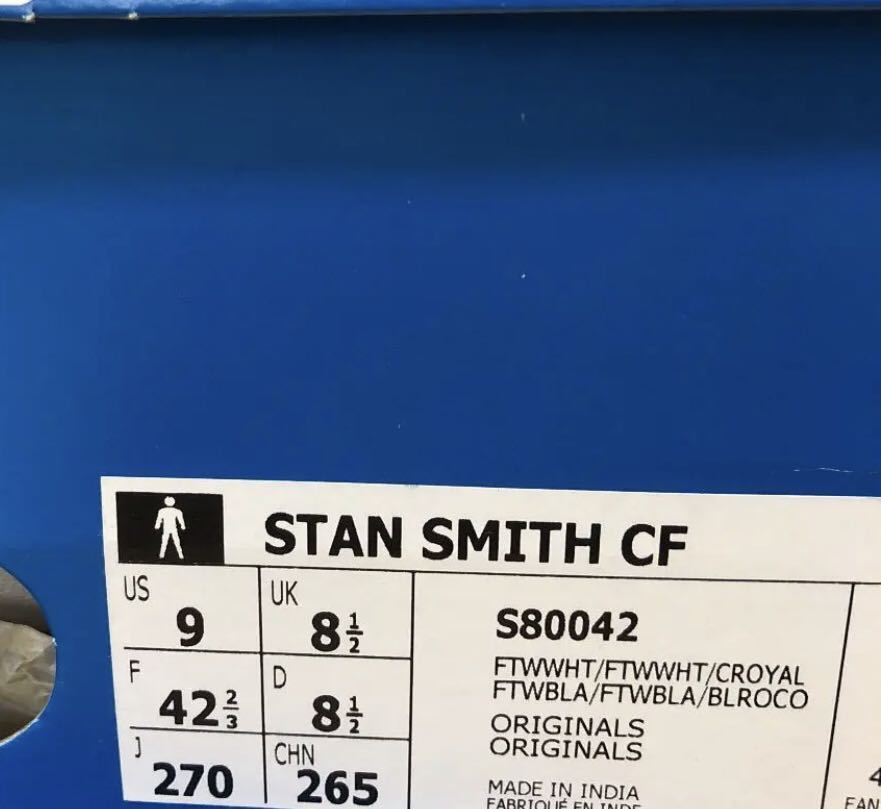 【新品】人気 adidas STAN SMITH アディダス スタンスミス メンズ レディース スニーカー ベルクロ ホワイト ブルー 白 青 CF S80042 27.0_画像7
