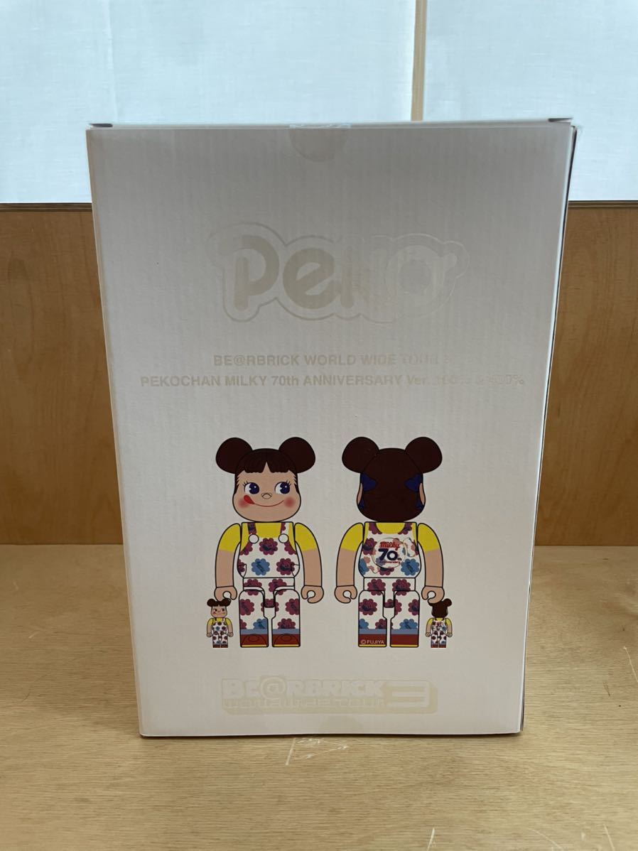 BE@RBRICK 100%&400% ペコちゃん ミルキー70周年デザイン MEDICOM TOY ベアブリック Peko Milky メディコムトイ WORLD WIDE TOUR 3 不二家 _画像3