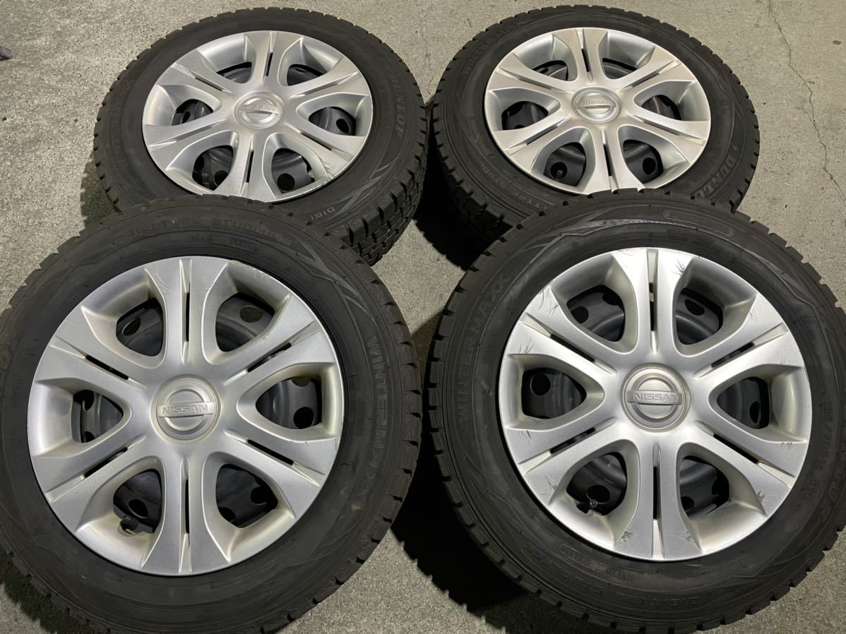 マーチ純正14インチ中古スタッドレスセット！165/70R14ダンロップWM01付！キューブやノートにも！_画像1