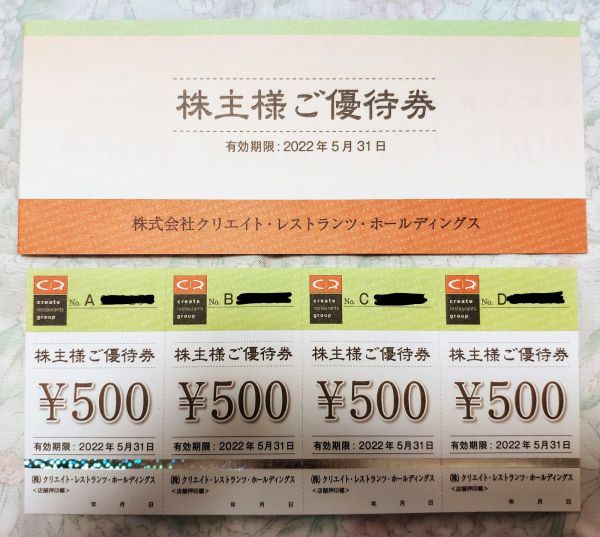 １万２千円分 株主様ご優待券 2022年5月31日まで クリエイト