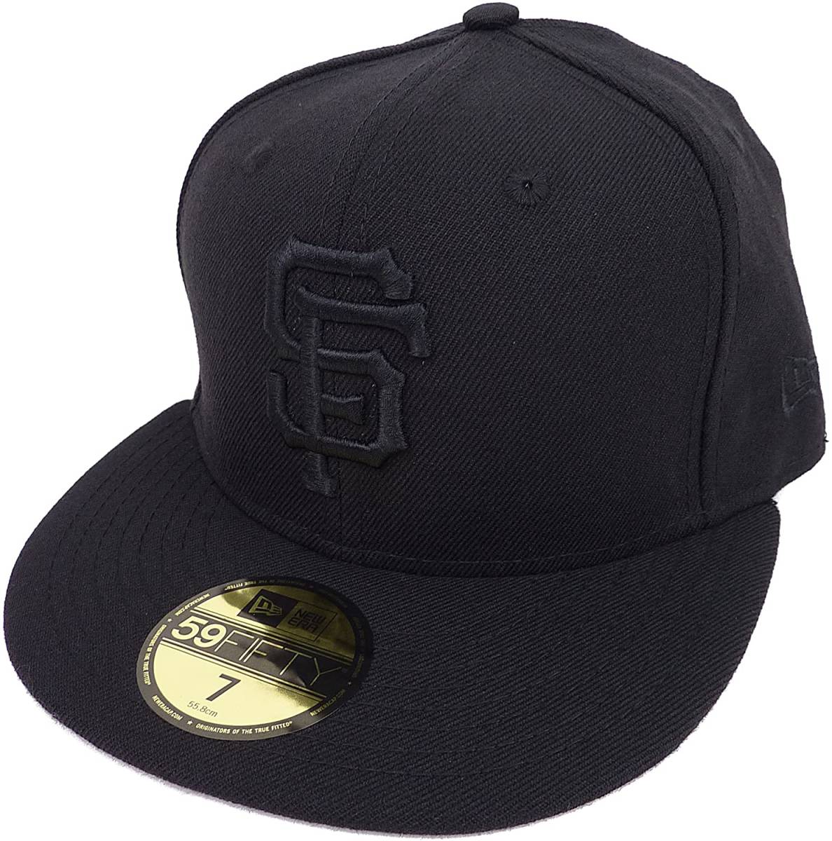 『2年保証』 ジャイアンツ サンフランシスコ MLB ニューエラ Era New ベースボールキャップ [並行輸入品] 55.8cm 7 (ブラック/ブラック) 野球帽