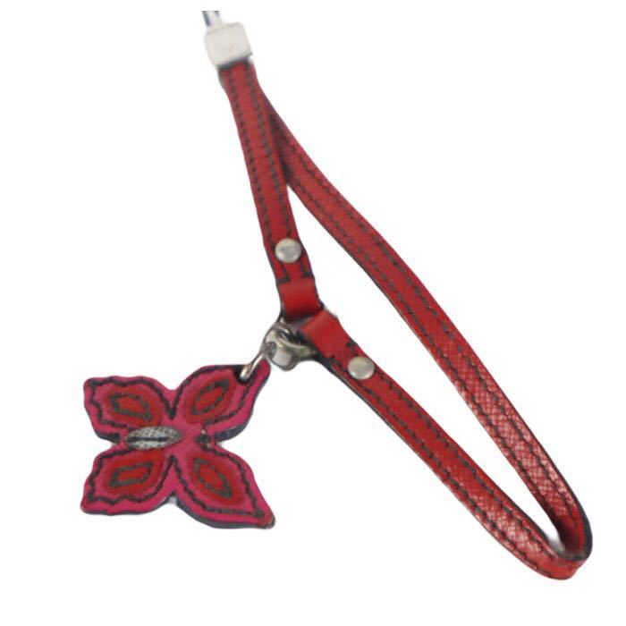 ブランド PRADA 携帯ストラップ バタフライ レッド 超美品 ピンク