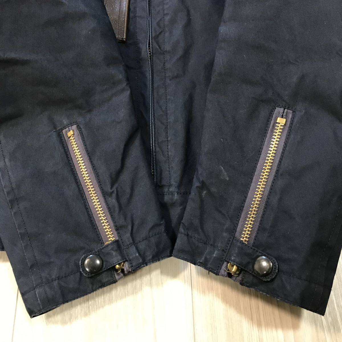 NIGEL CABOURN GERMAN FLIGHT JACKET 48ナイジェルケーボン ジャーマン フライト ジャケット レザー ネイビー  コート ブルゾン ビンテージ