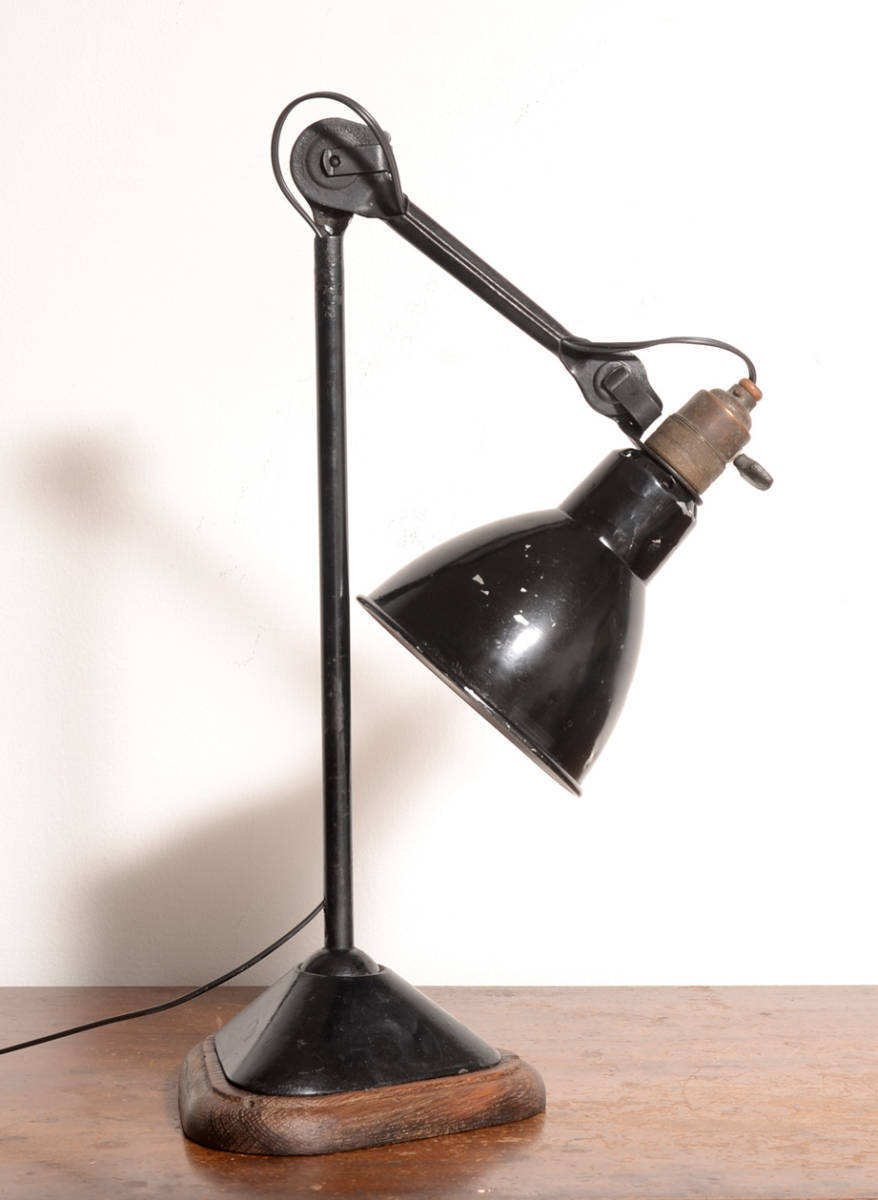 GRAS LAMPE Model 206 c1920 ランプグラ ウッドベース デスクランプ Industorial-Atlier Lamp