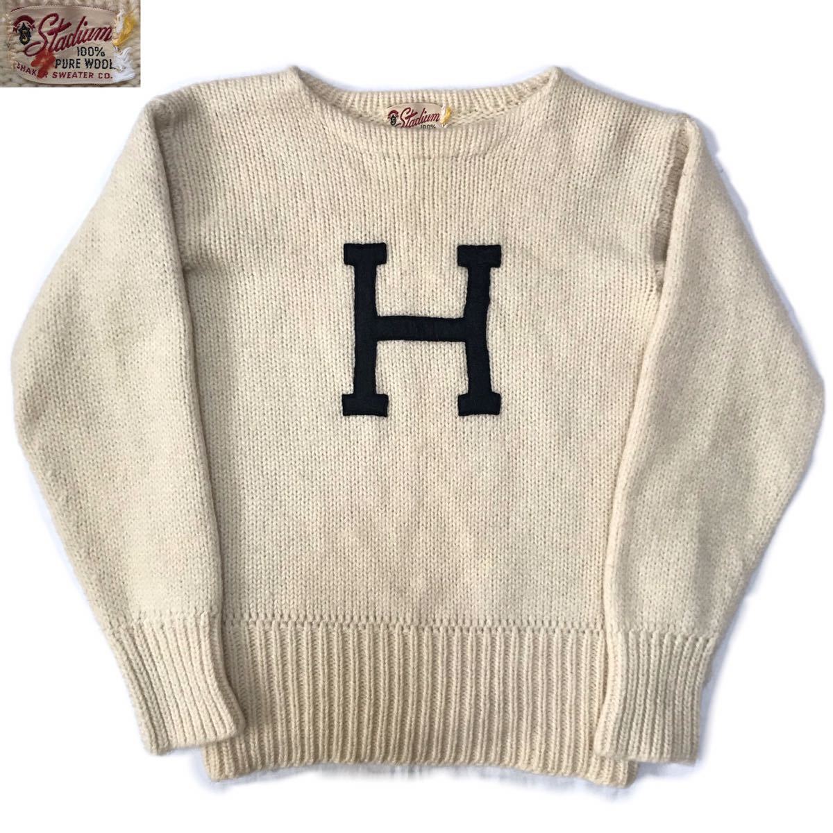 50s Stadium ボートネック セーター 生成 ローゲージ ニット XS 50s Stadium ボートネック セーター 生成 ローゲージ ニット XS