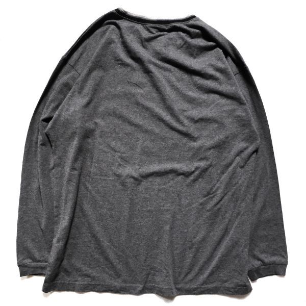 80's USA製 northwest blue クルーネック ロングスリーブ コットン Tシャツ 灰×黒 (L) グレー ロンT 無地 80年代 アメリカ製 オールド_画像3