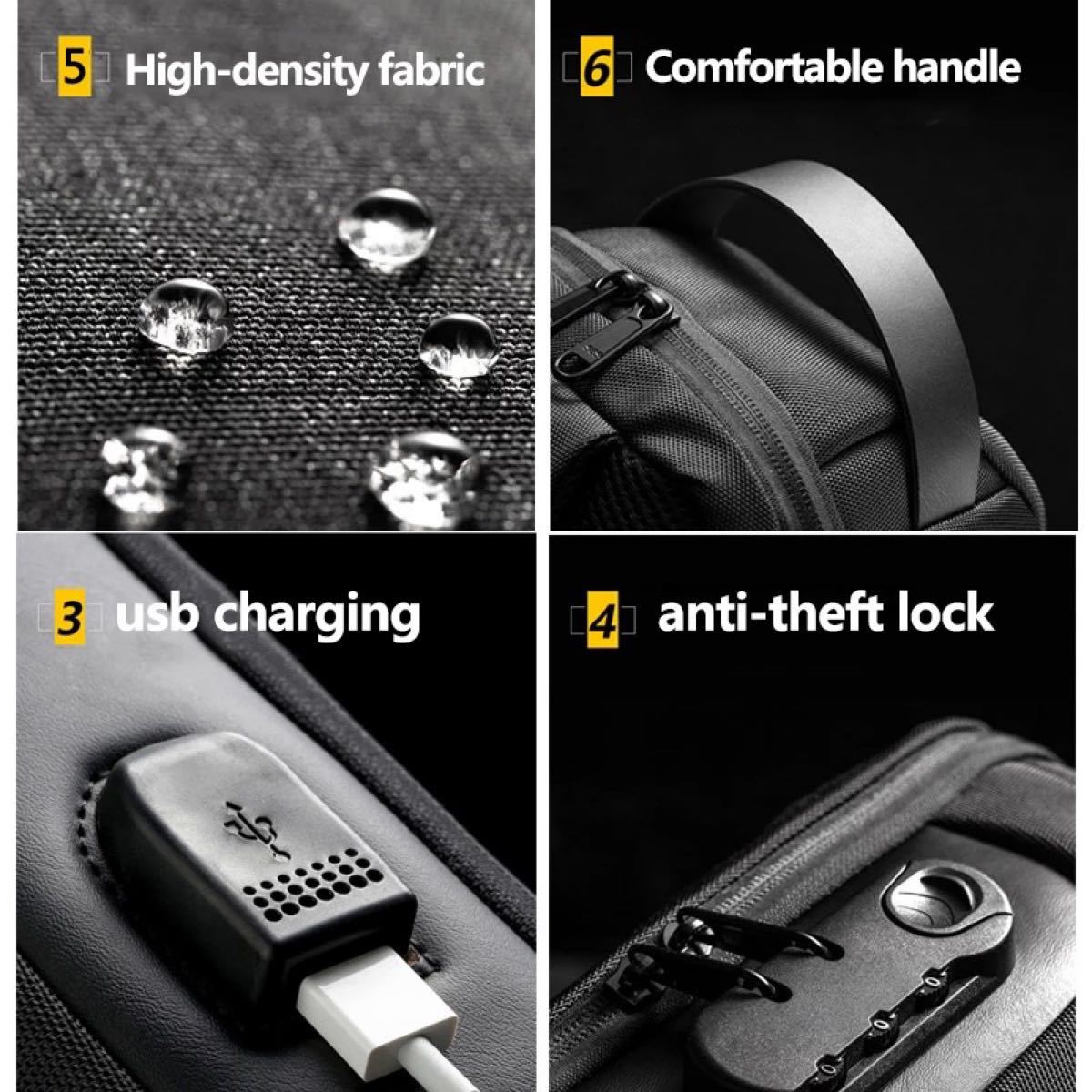 ショルダーバッグ軽量 防水 大容量 メンズ ボディバッグ 盗難防止 USBポート