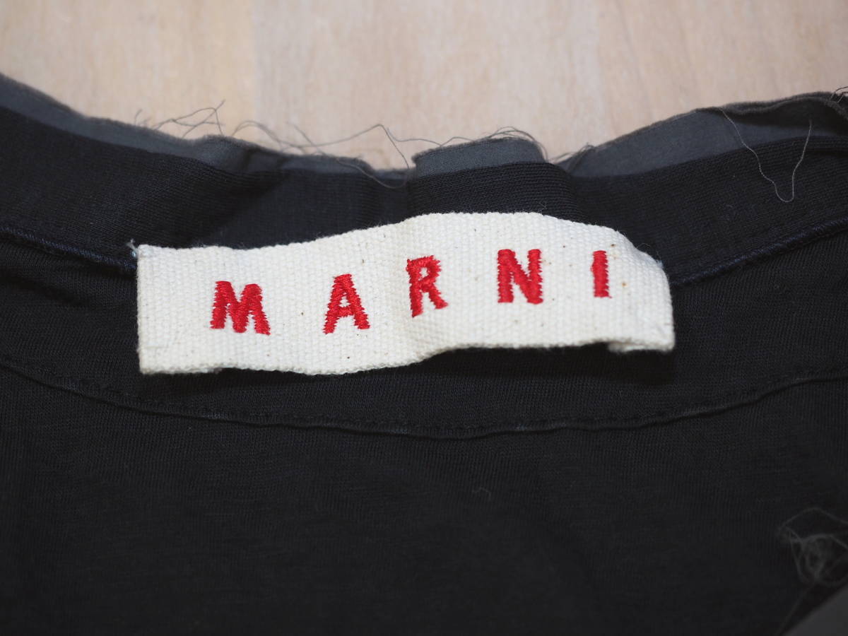 marni マルニ レディース 09SSフレンチスリーブバイカラーワンピース36紺×灰 Italy製_画像3