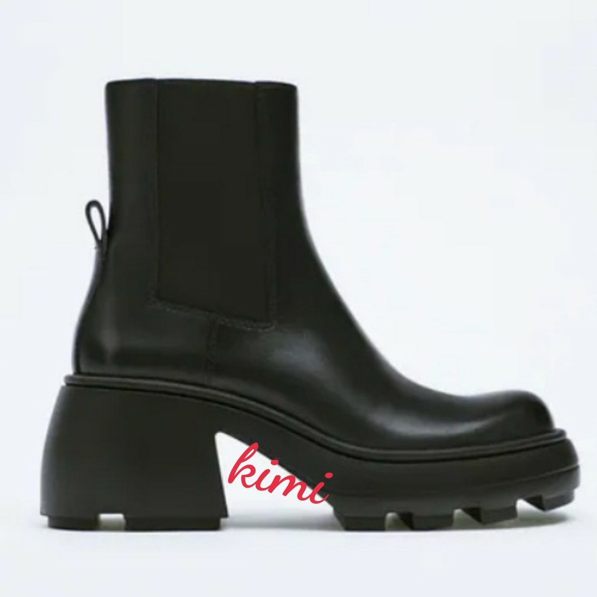ZARA (39 黒) リアルレザー レザートラックソールアンクルブーツ ZARA (39 黒) リアルレザー レザートラックソールアンクルブーツ
