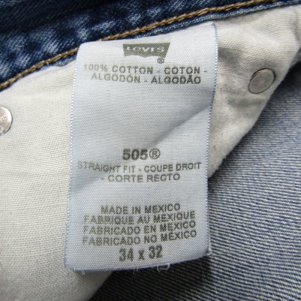 メキシコ製 Levi's 505 サイズ W34 L32 古着 リーバイス デニム パンツ ジーパン ジーンズ スリム テーパード 1A0235_画像3