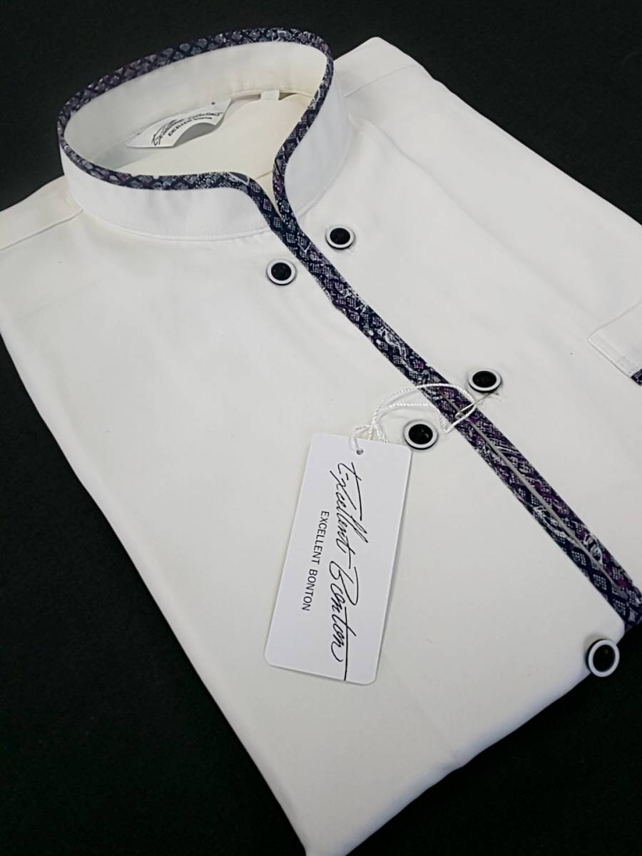 BONTON ボントン SALE!! 特別価格 送料無料 チャイナ スタンドカラー シャツ Mサイズ ゆったり カジュアル 衣装 日本製 220501-04