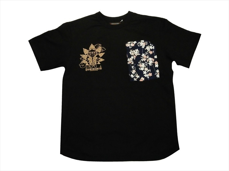 チギリ CHIGIRI 半袖Tシャツ CHS40-651「狐ガール」ミニ裏毛 半袖Tシャツ 和柄 ブラック 日本製 M 新品_画像3