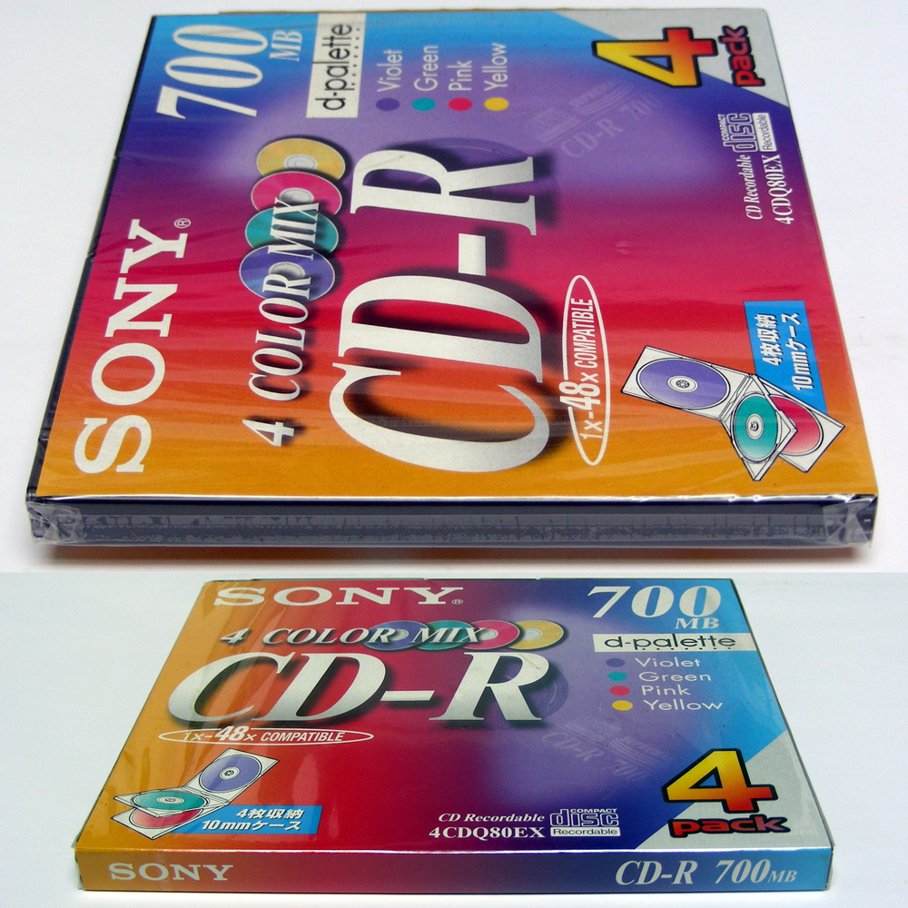 ■SONY CD-R■700MB 48倍速 4枚 COLOR MIX 【4CDQ80EX】未使用 未開封　昭和レトロ・送料無料