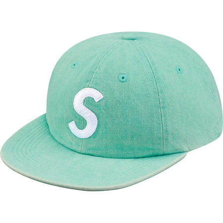 即決 supreme washed denim s logo 6 panel cap mint_画像1