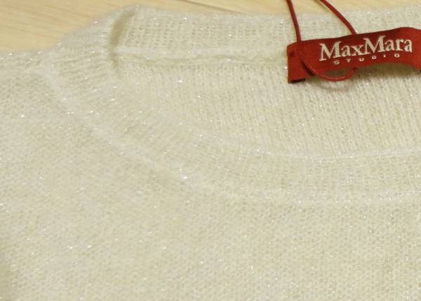  новый товар 78%OFF Max Mara Max Mara альпака *mo волосы . ламе ввод большой размер вязаный белый S размер 