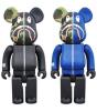 新品未開封品 BE@RBRICK BAPE 1st CAMO SHARK 400% 青 黒 2体セット /BLACK NAVY APE ベアブリック MEDICOM TOY