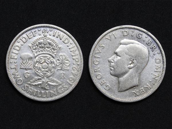 【イギリス】 1942年 2シリング 銀貨 シルバー 世界大戦戦時下_画像1