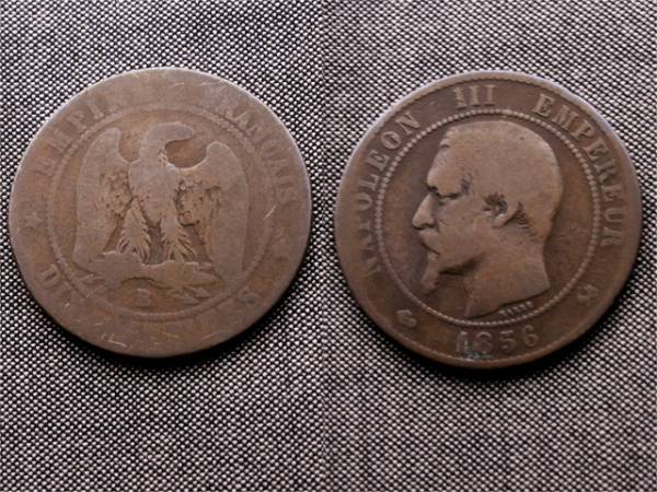 【フランス】 10サンチーム 1856年 ナポレオン3世 銅貨_画像1