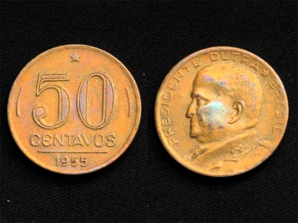 【ブラジル】 50センタボス 1955年 ブロンズ貨_画像1