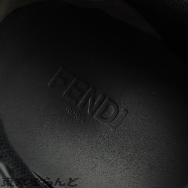 101575963 フェンディ FENDI メタルフェイス スタッズ スニーカー 靴 レザー ブラック ローカット メンズ #8 26.5cm 7E1008_画像5