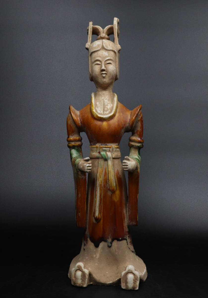 T814】中国美術 唐時代 唐三彩 婦人俑 置物 www.thebackbencher.co.in