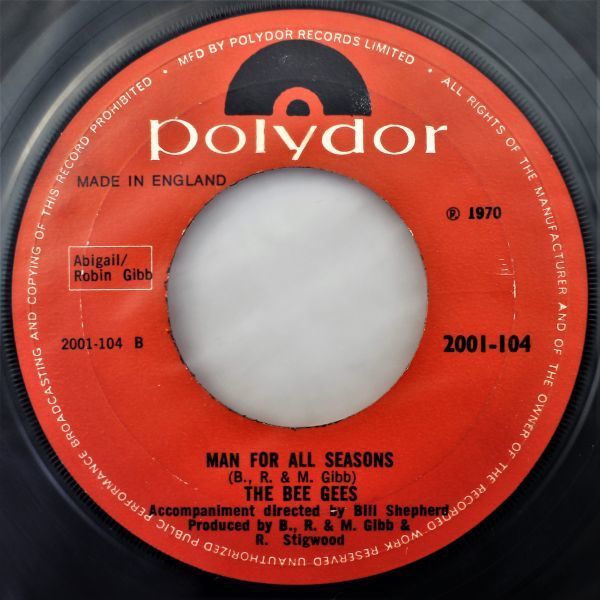 T-605 UK盤 The Bee Gees ビージーズ Lonely Days/Man For All Seasons 2001-104 オリジナルスリーブ 45 RPM_画像4