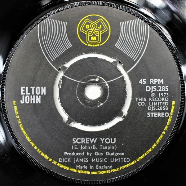 T-595 UK盤 美盤 Elton John エルトン・ジョン　Goodbye Yellow Brick Road/Screw You DJS.285 45 RPM_画像2
