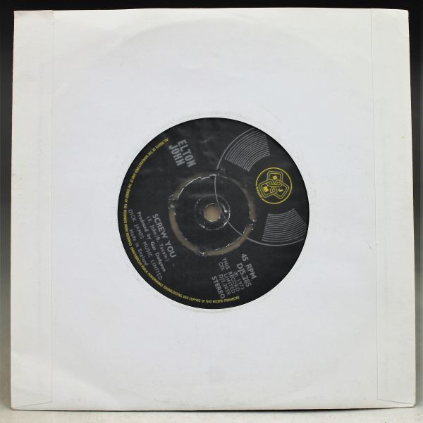 T-595 UK盤 美盤 Elton John エルトン・ジョン　Goodbye Yellow Brick Road/Screw You DJS.285 45 RPM_画像4