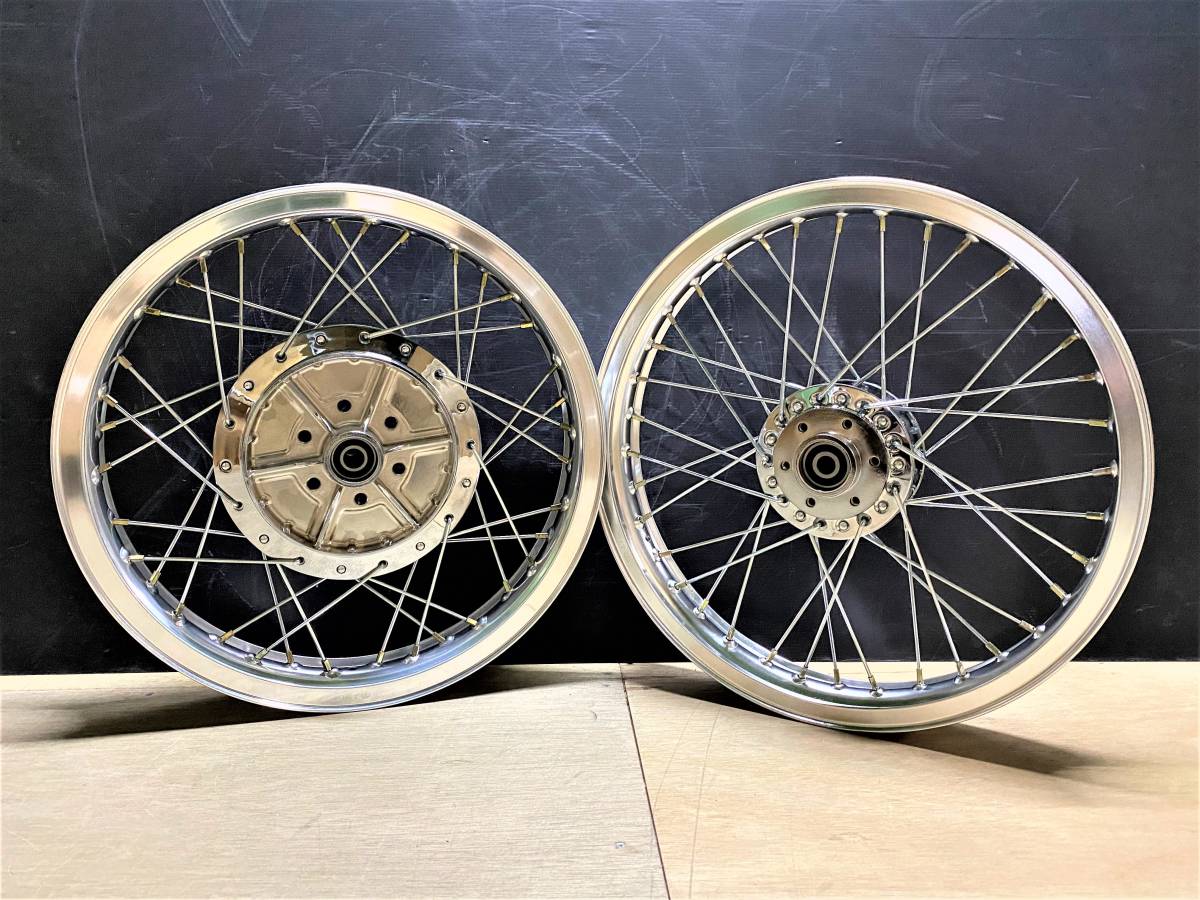 GS400 スポーク ホイール Hリム 銀 前後セット ワイド/メッキ F2.15J