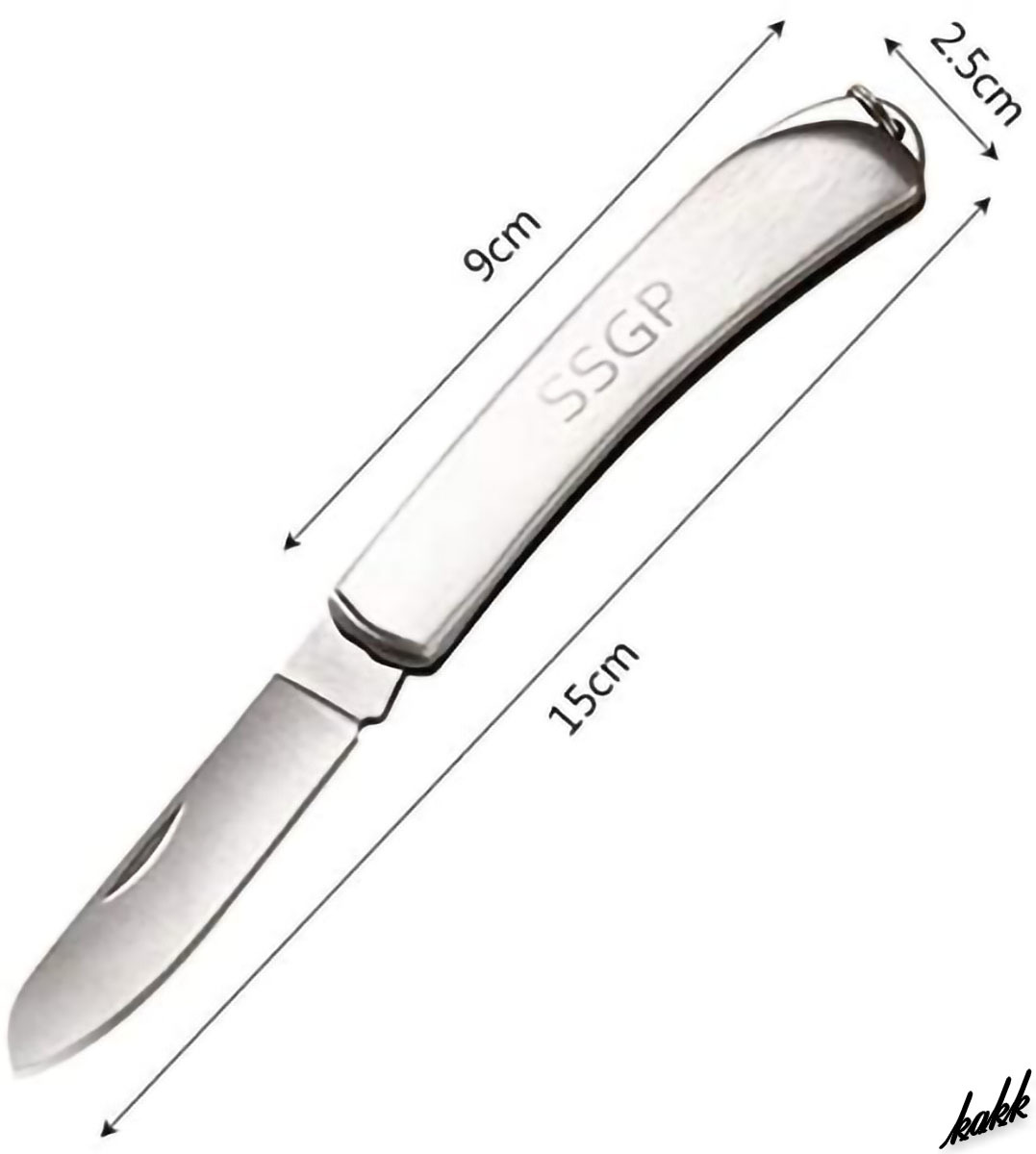 【コンパクトステンレスナイフ】 フォールディングナイフ 折りたたみ式 ステンレスシルバー 防錆 簡単お手入れ クール アウトドア