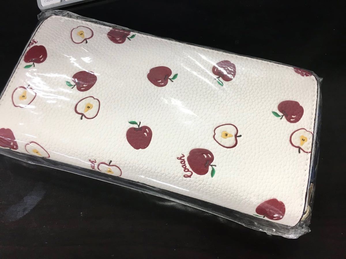 新品未使用 正規品 COACH コーチ 長財布 りんご アップル ホワイト