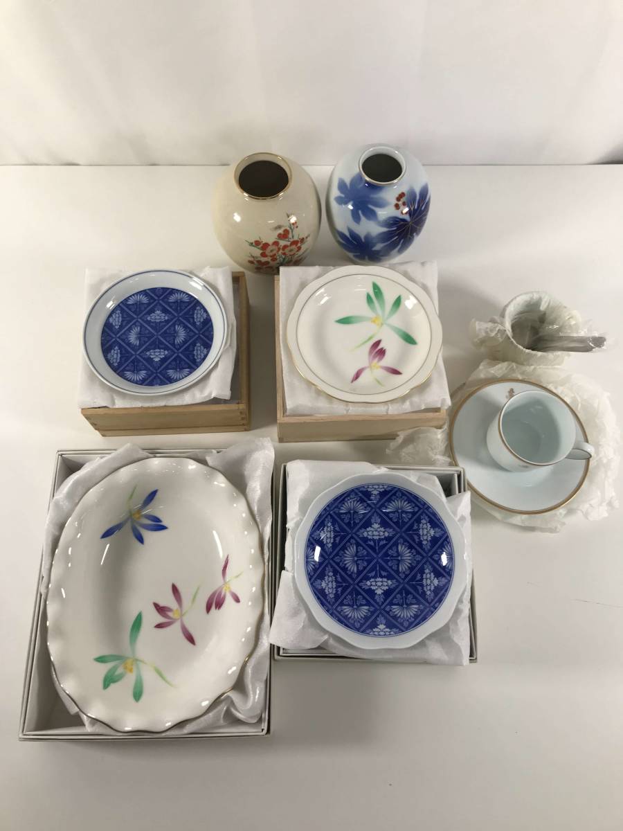 AF【未使用・美品】香蘭社 花瓶・お皿・ティーカップセットまとめ売り
