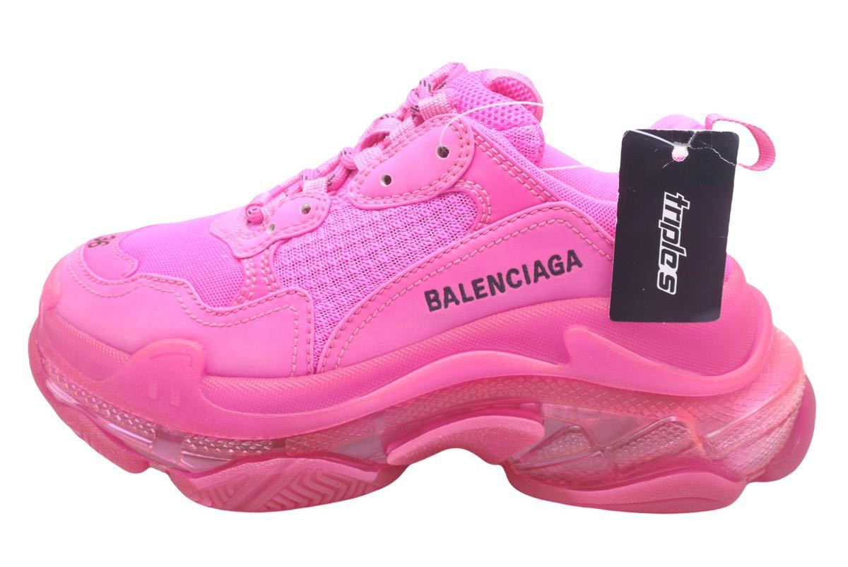 新型　未使用　BALENCIAGA バレンシアガ 544351 TRIPLE S SNEAKERS　トリプルエス クリアソール スニーカー 23.5 ピンク 35787 正規品_画像2