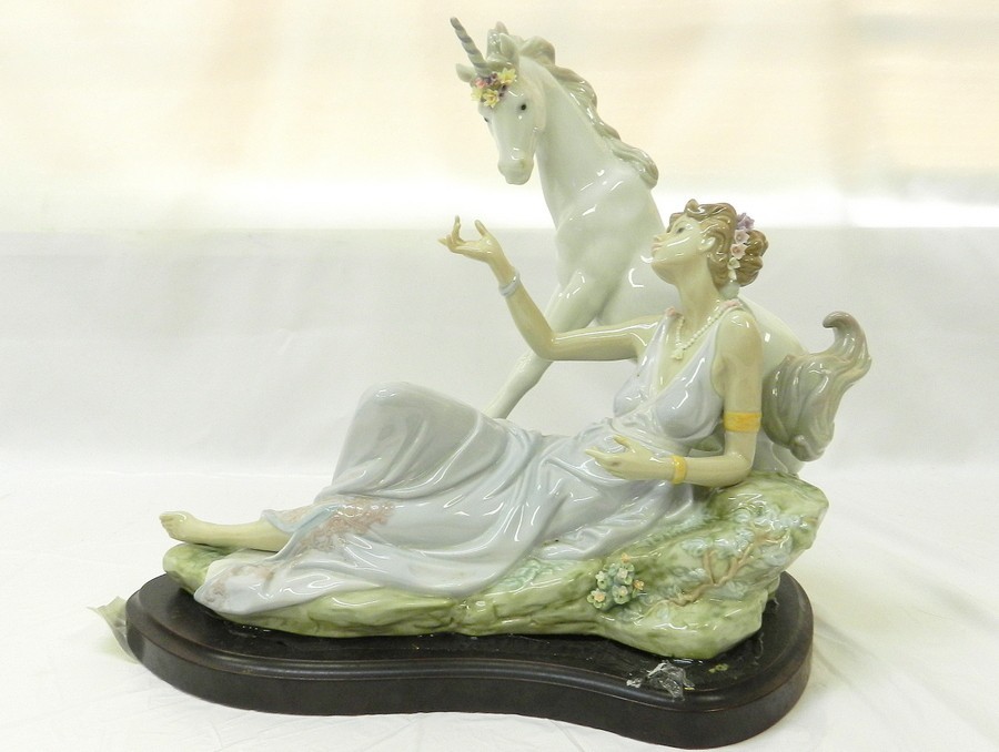 1円スタート フィギュリン LLADRO リヤドロ 女神とユニコーン 馬 女性