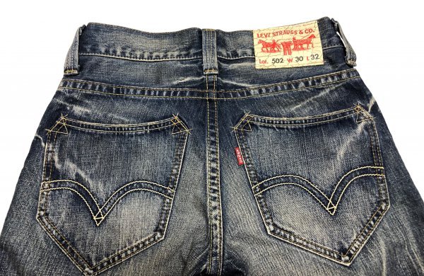 Levi's リーバイス 502 ひび割れパッチ ダメージ加工 ストレート　ジーンズ デニムパンツ W30　メンズ_画像1