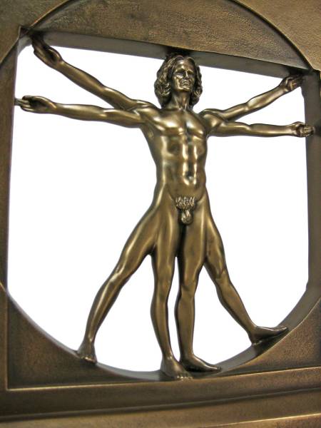 レオナルド ダビンチの人体図　ブロンズ像彫像歴史彫刻置物美術