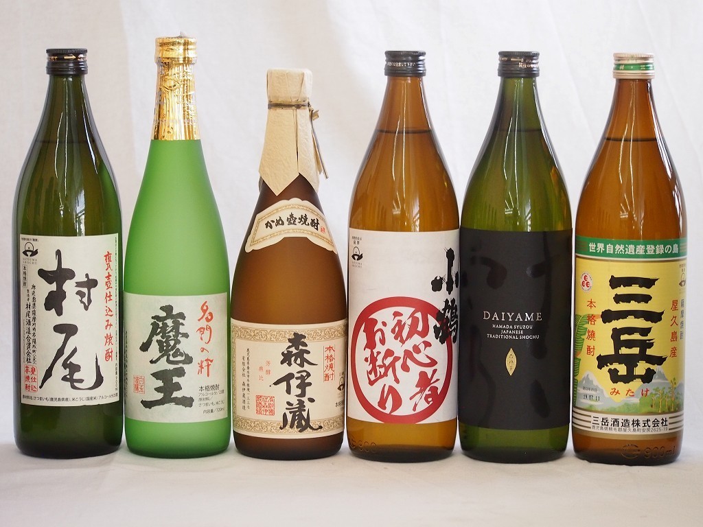 プレミアムな芋焼酎飲み比べ6本セット(森伊蔵720ml 魔王720ml 初心者お断り900ml 村尾900ml 三岳900ml だいやめ900ml)_画像1