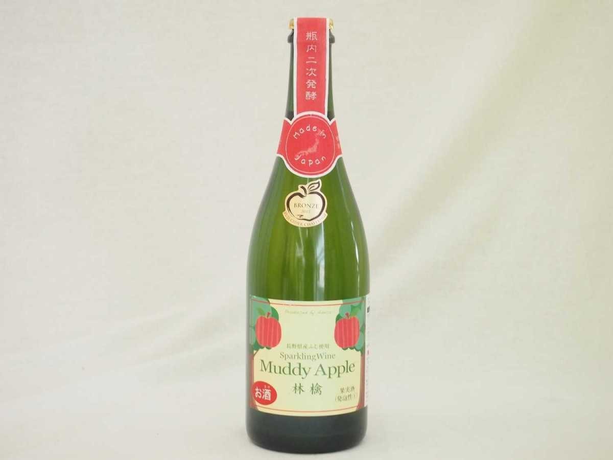 長野県産ふじりんご100％使用 林檎のスパークリングにごりワイン(辛口) マディアップルドライ 750ml×7本