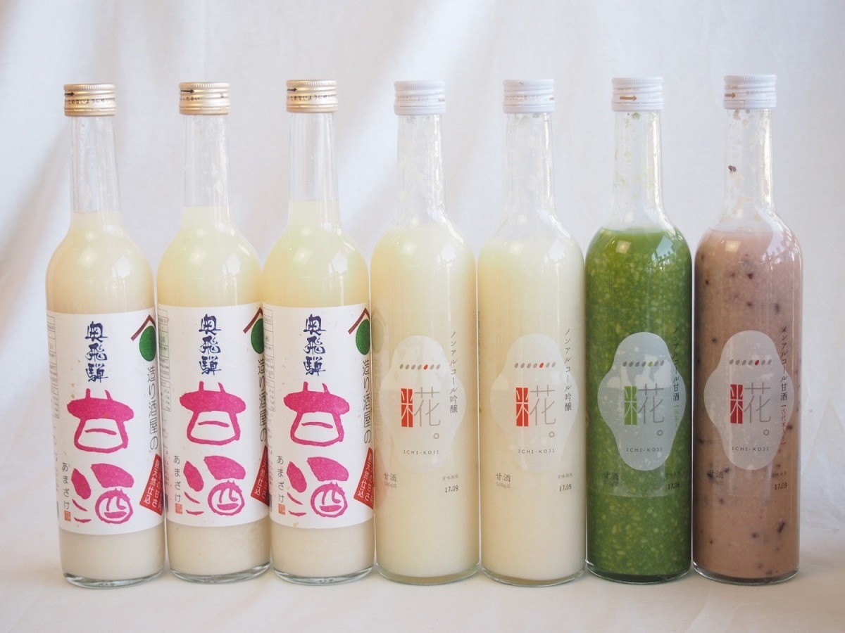  select sweet sake amazake 7 pcs set ( inside ..( Gifu prefecture )×3 one . ginjo * powdered green tea * old fee ....( Aichi prefecture )500ml×4ps.@)