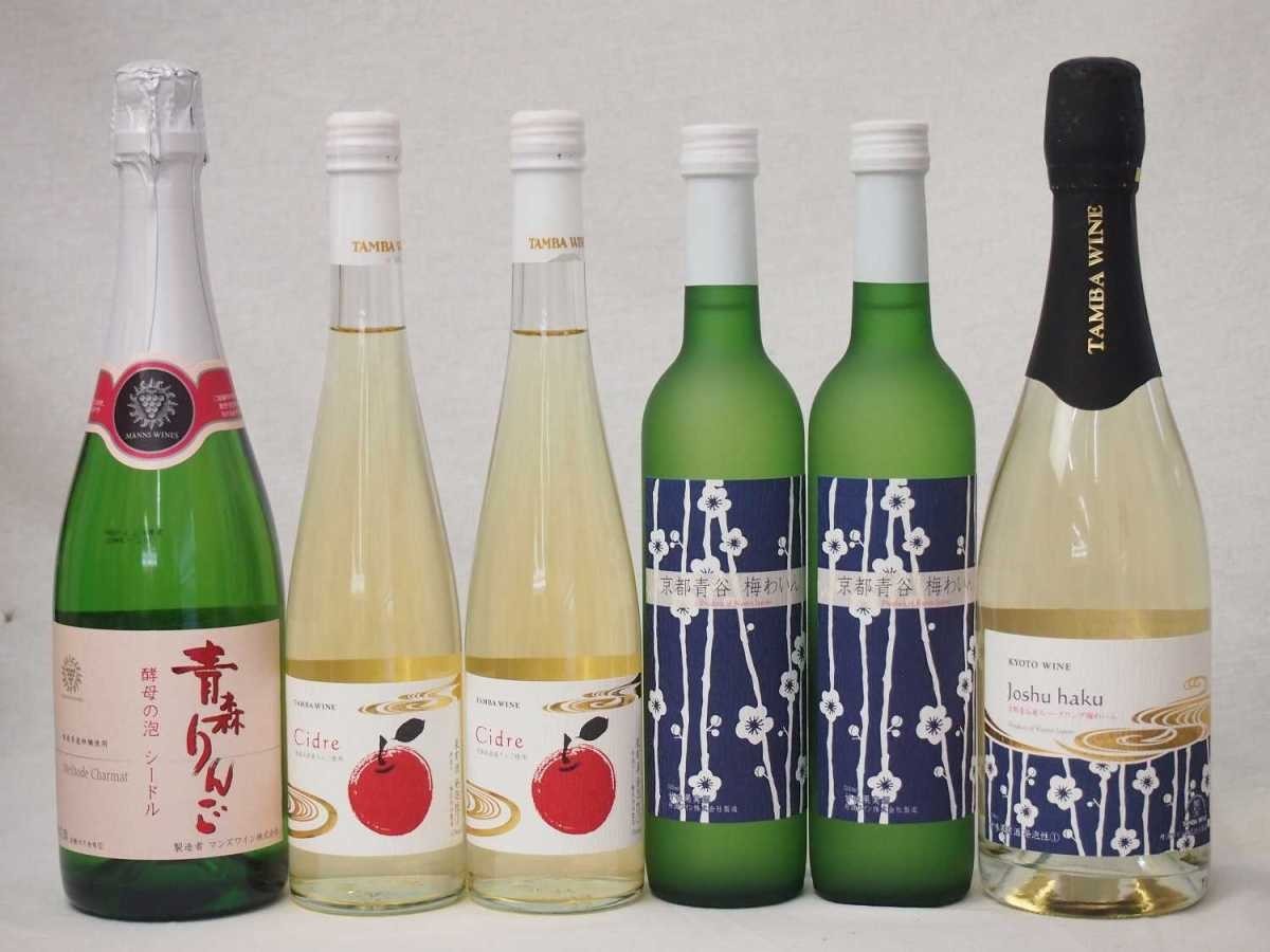 国産フルーツワイン6本セット京都青谷梅わいん500ml×2本 Cider 青森弘前産りんご使用500ml×2本 京都青谷産スパークリング梅わいん750