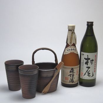 豪華酒器セット陶芸作家 安藤嘉規作（特選本格芋焼酎2本セット 森伊蔵