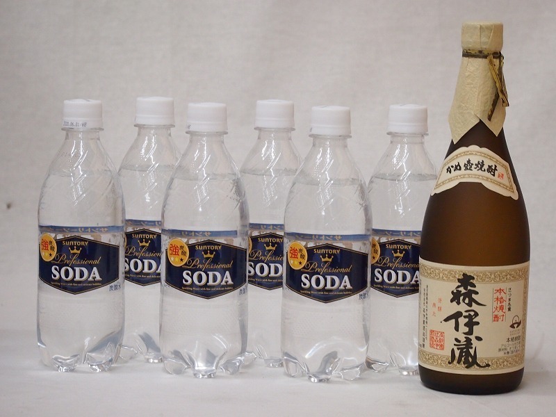 家のみ本格酎ハイ7本セット(サントリーソーダ 強炭酸水ペット 芋焼酎 森伊蔵(鹿児島県)) 490ml×6本 720ml×1本_画像1