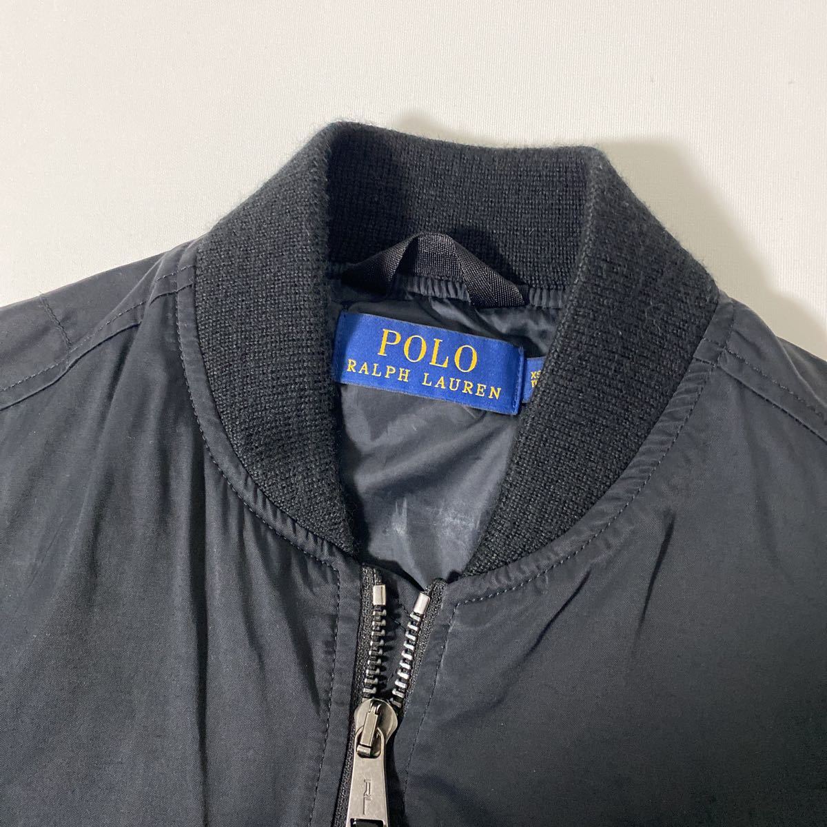 美品 ポロ ラルフ ローレン MA-1 ボンバー ジャケット XS ブラック black 国内正規品 polo Ralph Lauren フライトジャケット