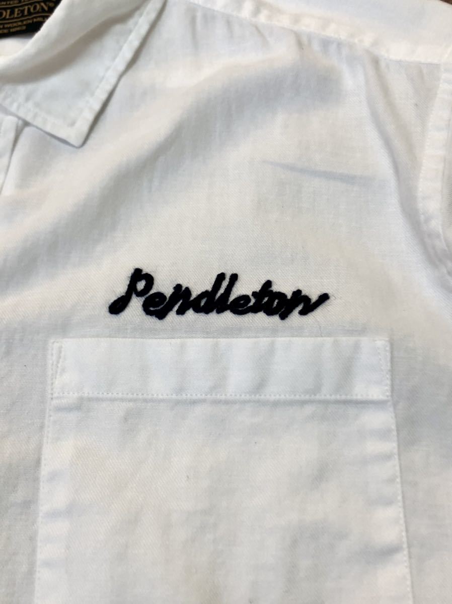 ペンドルトン Pendleton 刺繍入り スリムシャツ 白色 コットン100% エイアンドエフ 国内正規品 sizeL_画像4