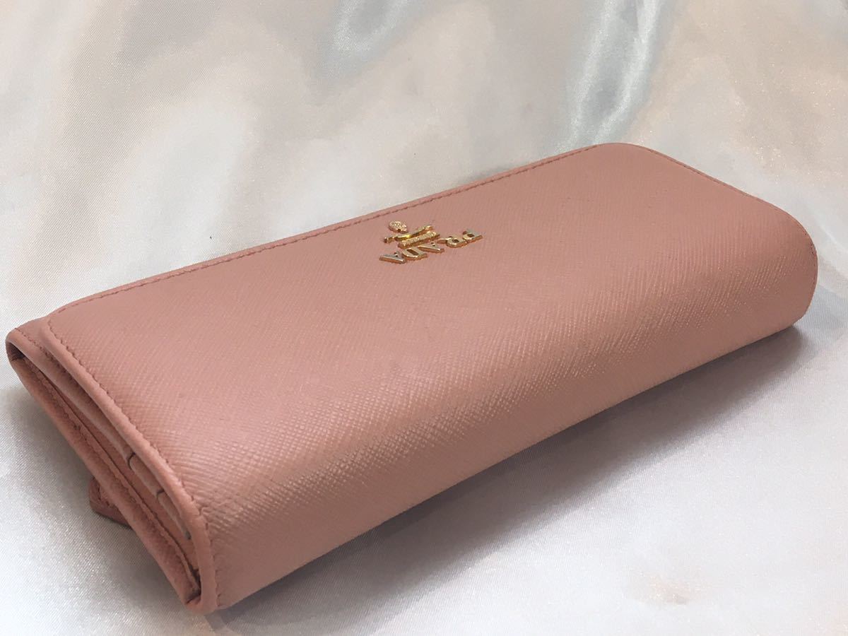 超美品 PRADA プラダ 長財布 ダブルホック ライトピンク | contifarma.pe