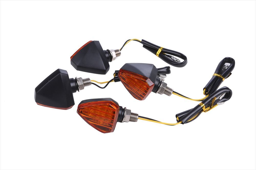 バイク 用 ミニ 三角 LED ウインカー 4個 セット レンズ 3種 スモーク アンバー クリアー オートバイ 社外品 国内発送 ( アンバー )_画像6